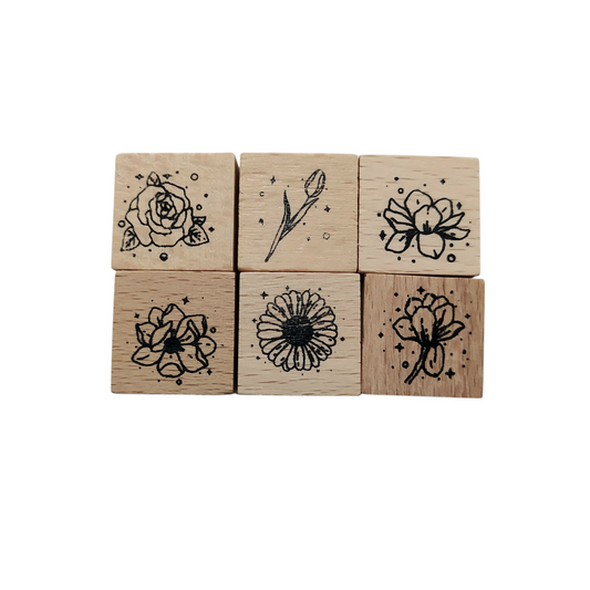 Σφραγίδες λουλούδια, φιόγκοι και φεγγάρι